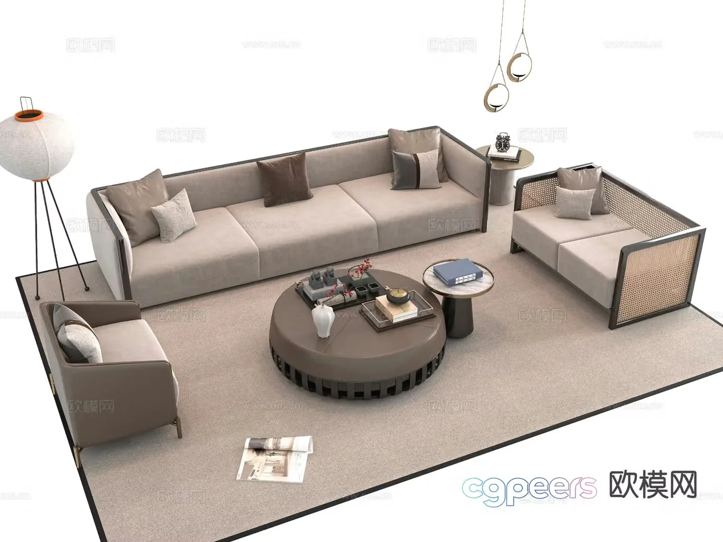 New Chinese style modular sofa 3d model