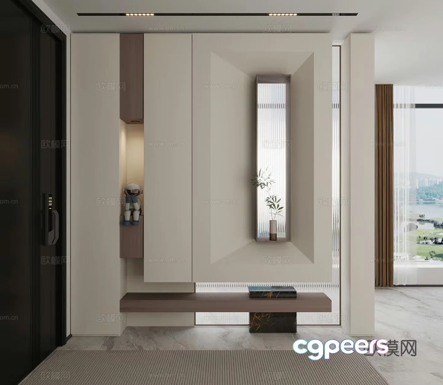 Modern Italian style entrance hall entrance hall cabinet shoe cabinet 3d model
