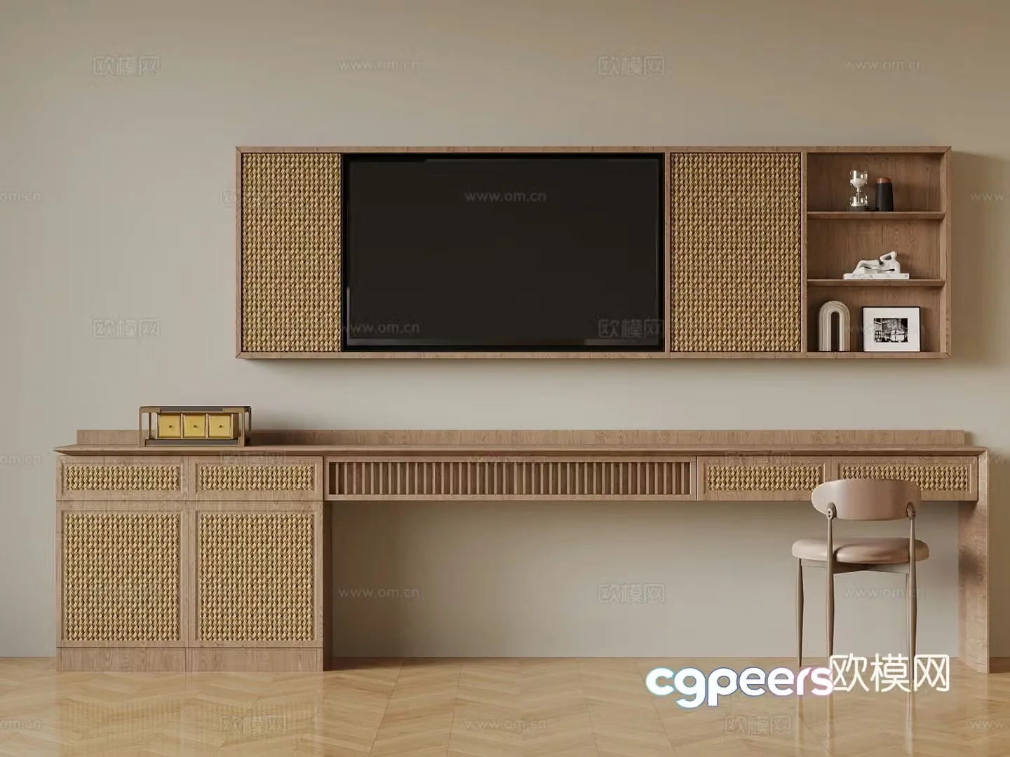 Jijifeng Hotel Room TV Background Desk 3D Model