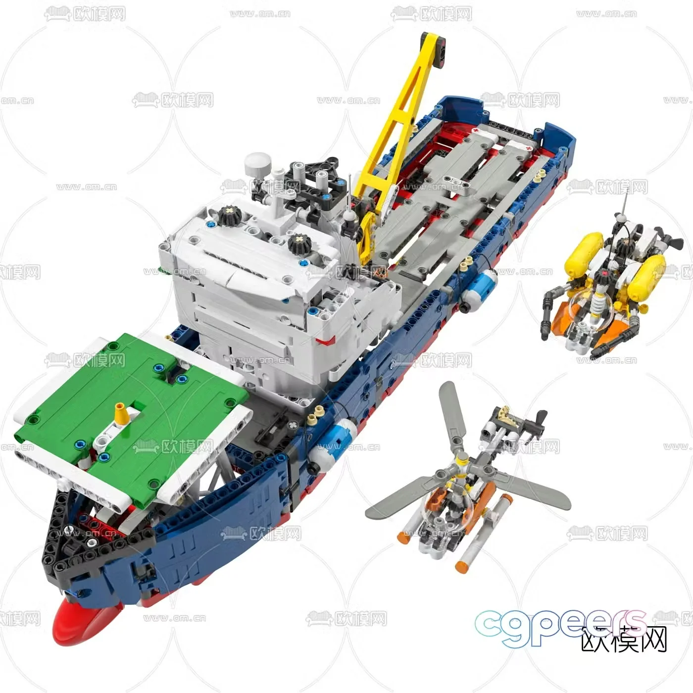 Modern lego ocean exploration toy 3d model