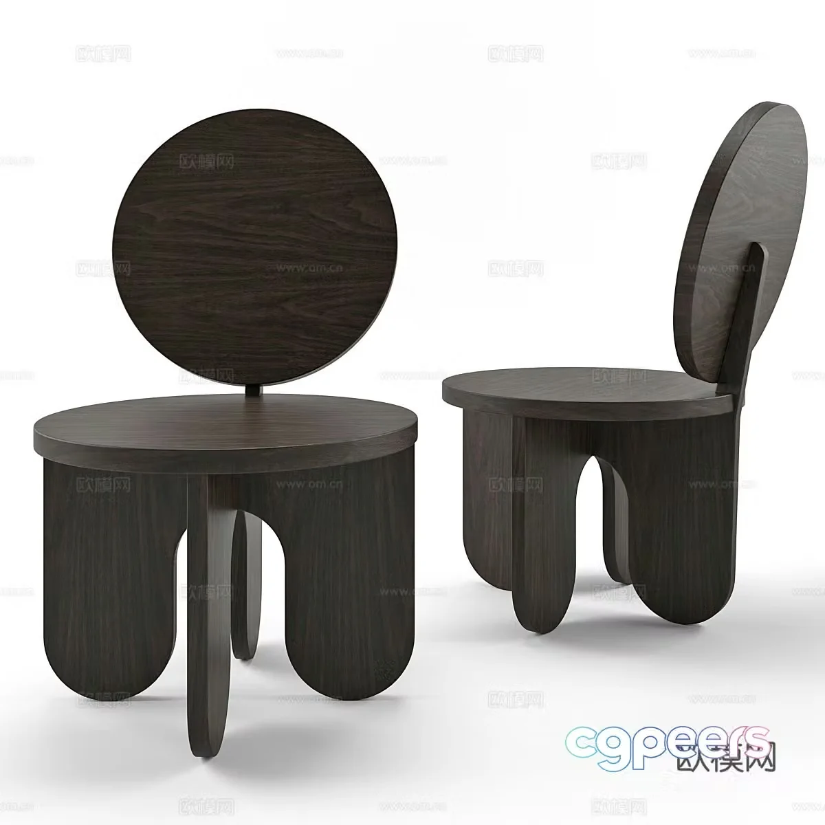 Medium-old single chair Medium-old dining chair Wooden leisure chair Wooden single chair Solid wood single chair Black walnut single 3D model