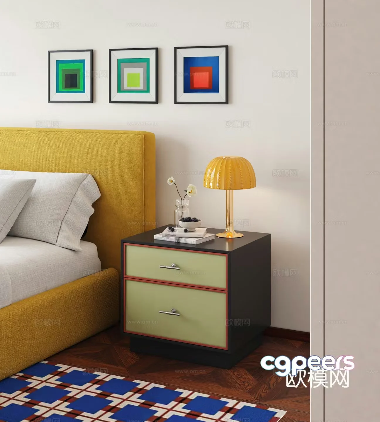 Modern medieval bedside table Bahaus bedside table bedside table ornaments Modern bedside table 3D model