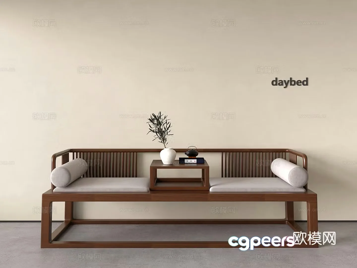 New Chinese-style solid wood arhat bed solid wood sofa 3D model