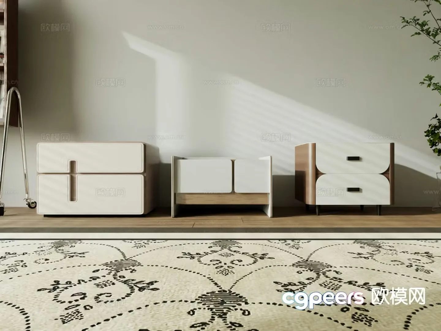 Cream style bedside table 3d model