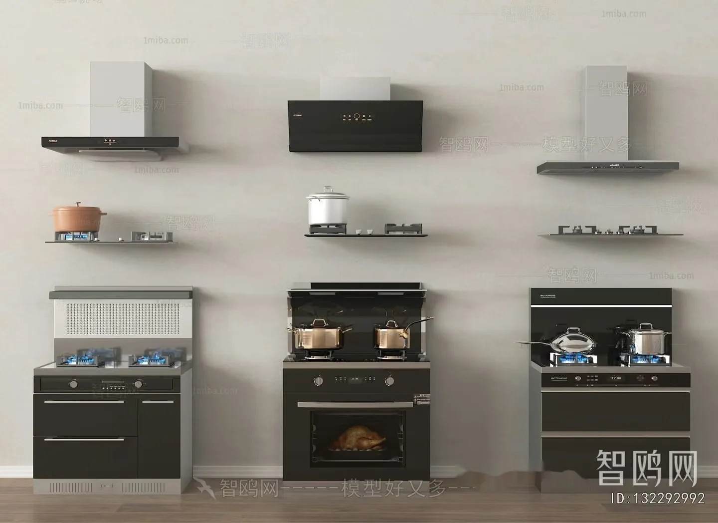 Modern Kitchen Setup 3D Model – 15422 – VRAY Render