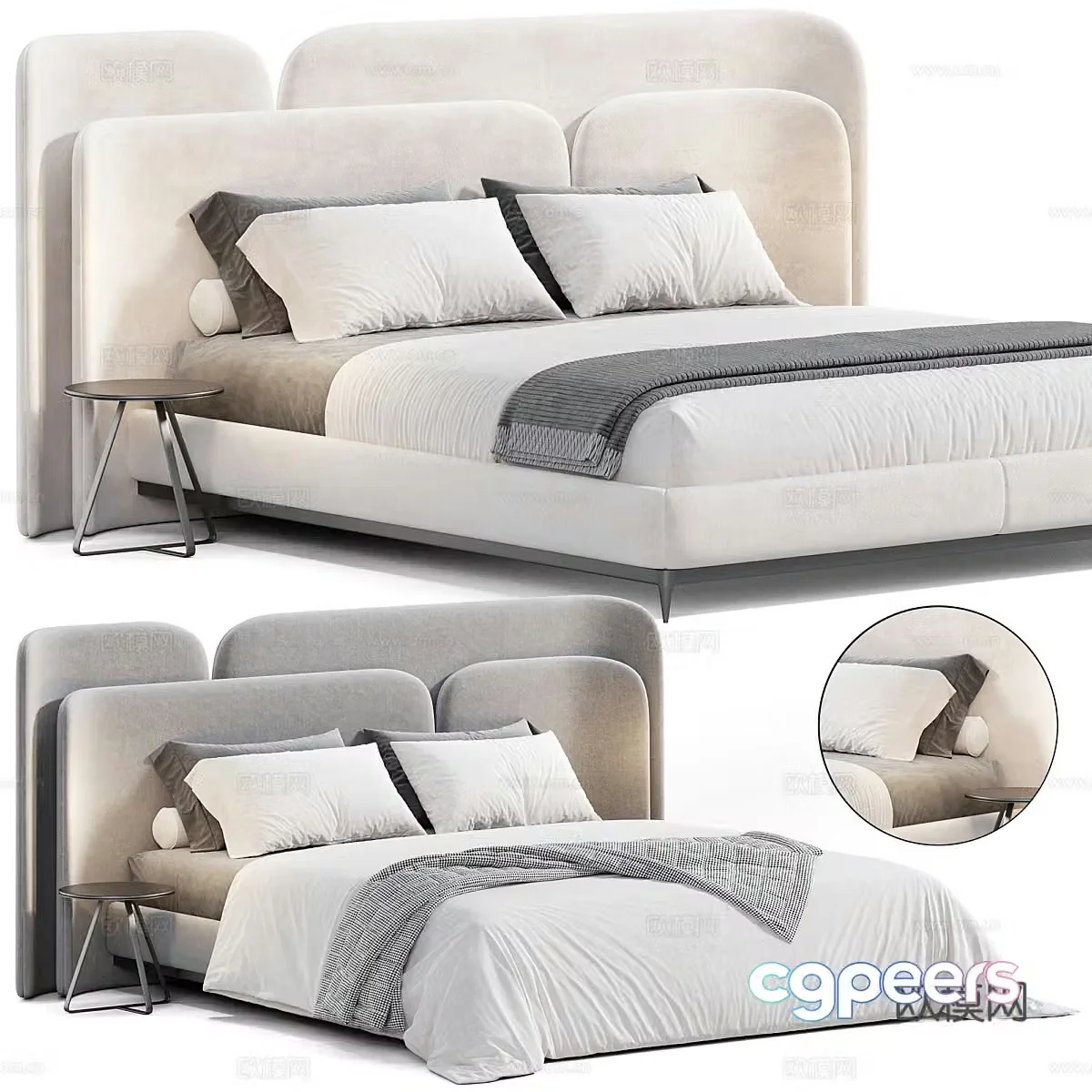 Modern Italian fabric double bed 3D model