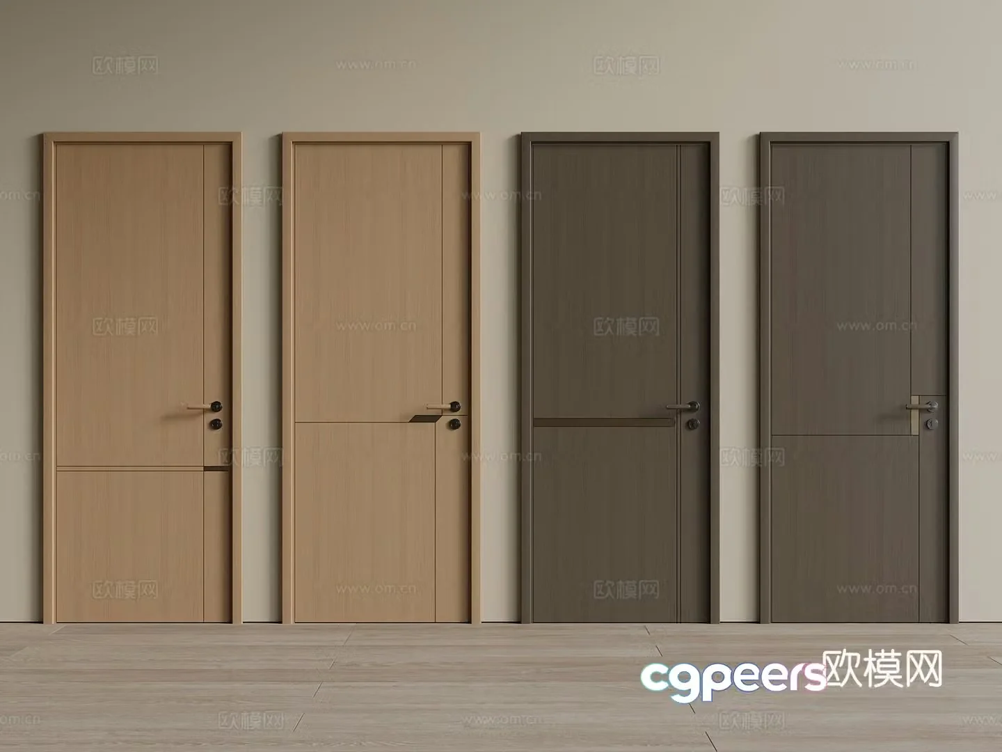 New Chinese style light luxury single-open door wooden door solid wood door interior door door bedroom 3D model