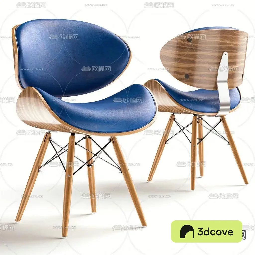 Cor nordic blue leather lounge chair