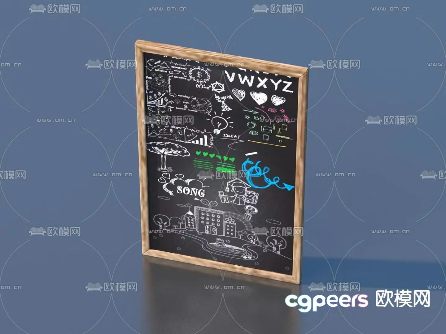 billboard shop sign blackboard 3d model