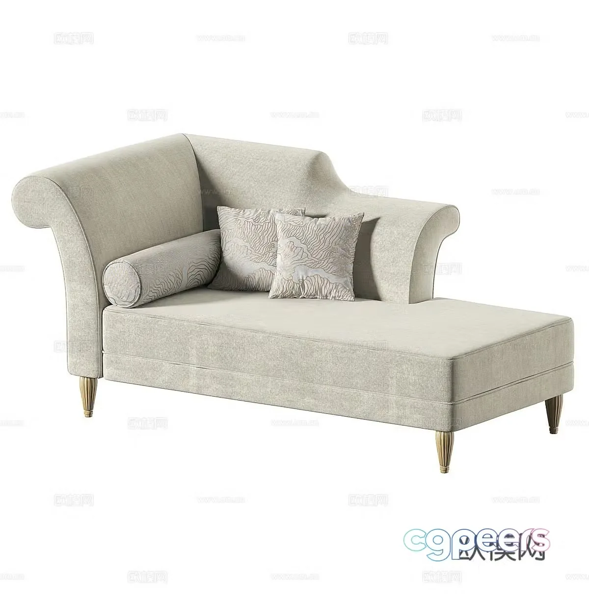American style chaise longue Jian European chaise longue lazy sofa sofa bed sofa chair backrest chair lying 3D model