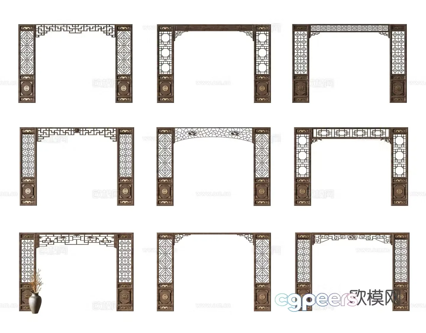 Chinese screen door opening 3D model
