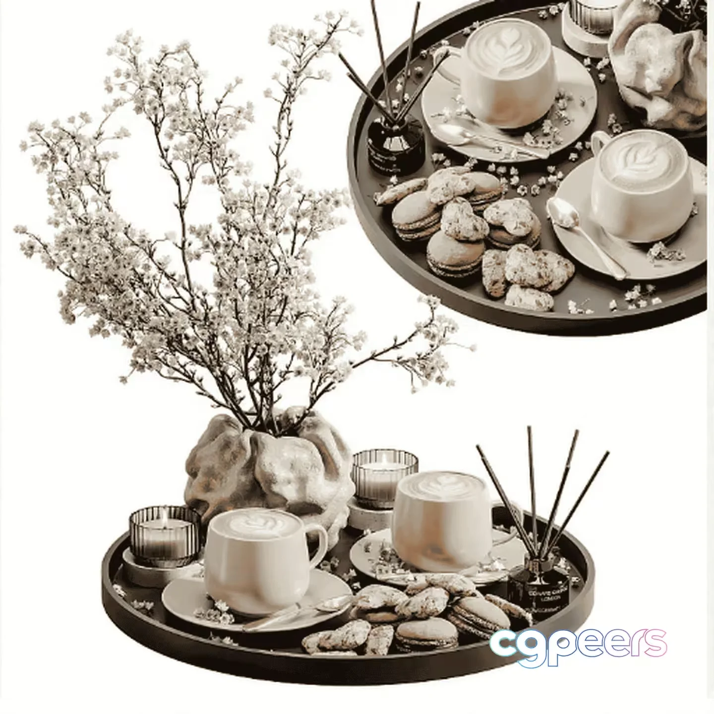 Cozy Coffee Tray 3D Model – 18094 – VRAY Render