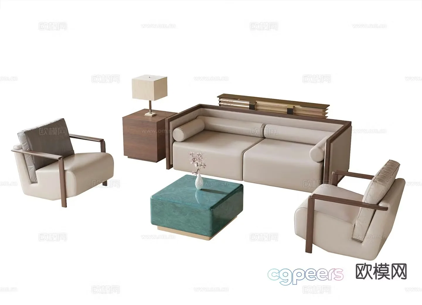 New Chinese style modular sofa reception sofa coffee table 3d model