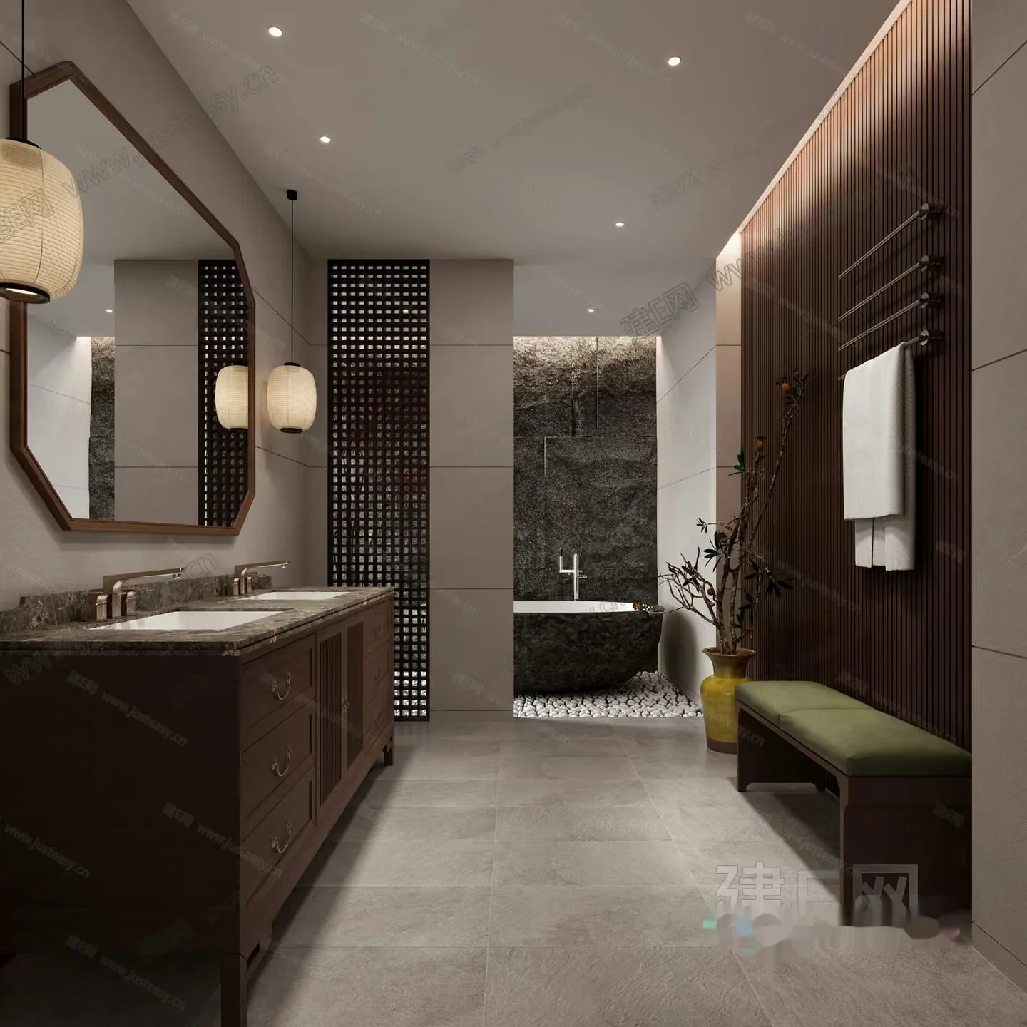 A Modern Bathroom 3D Model – 15161 – VRAY Render