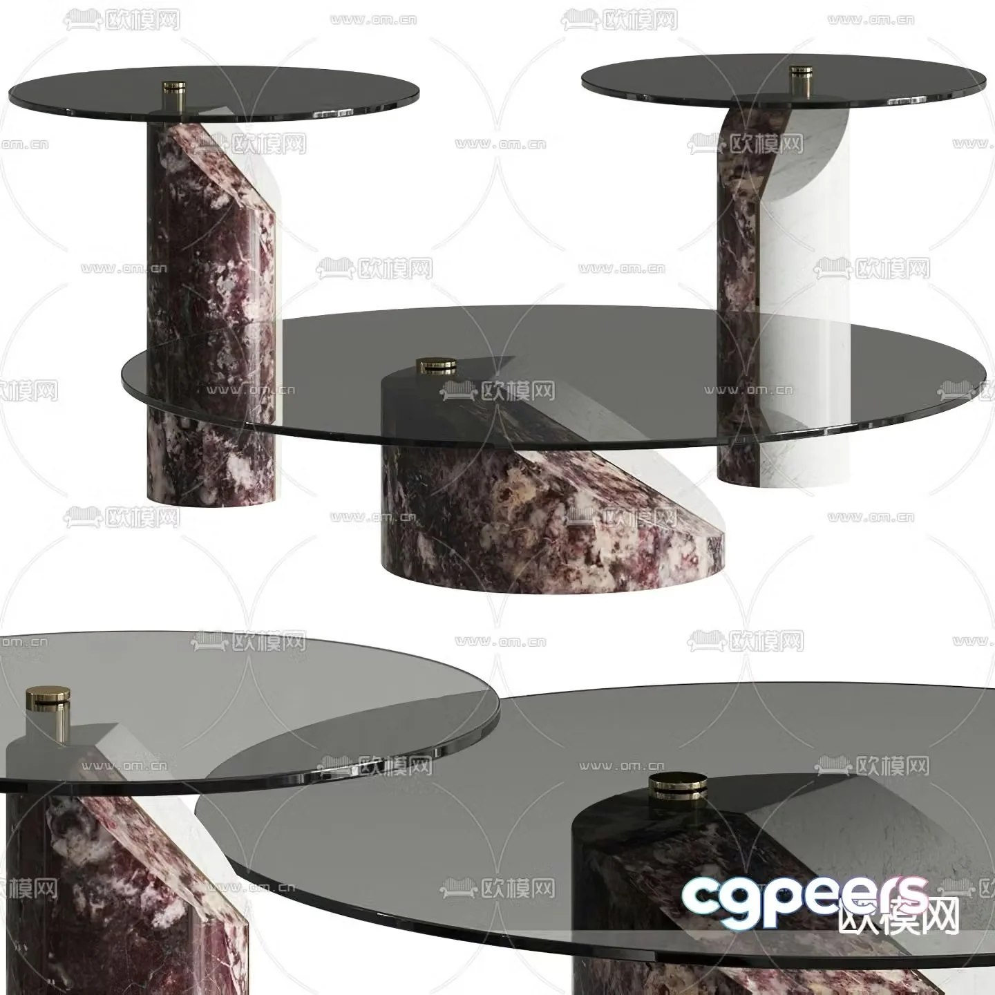 BAXTER modern marble glass coffee table 3d model