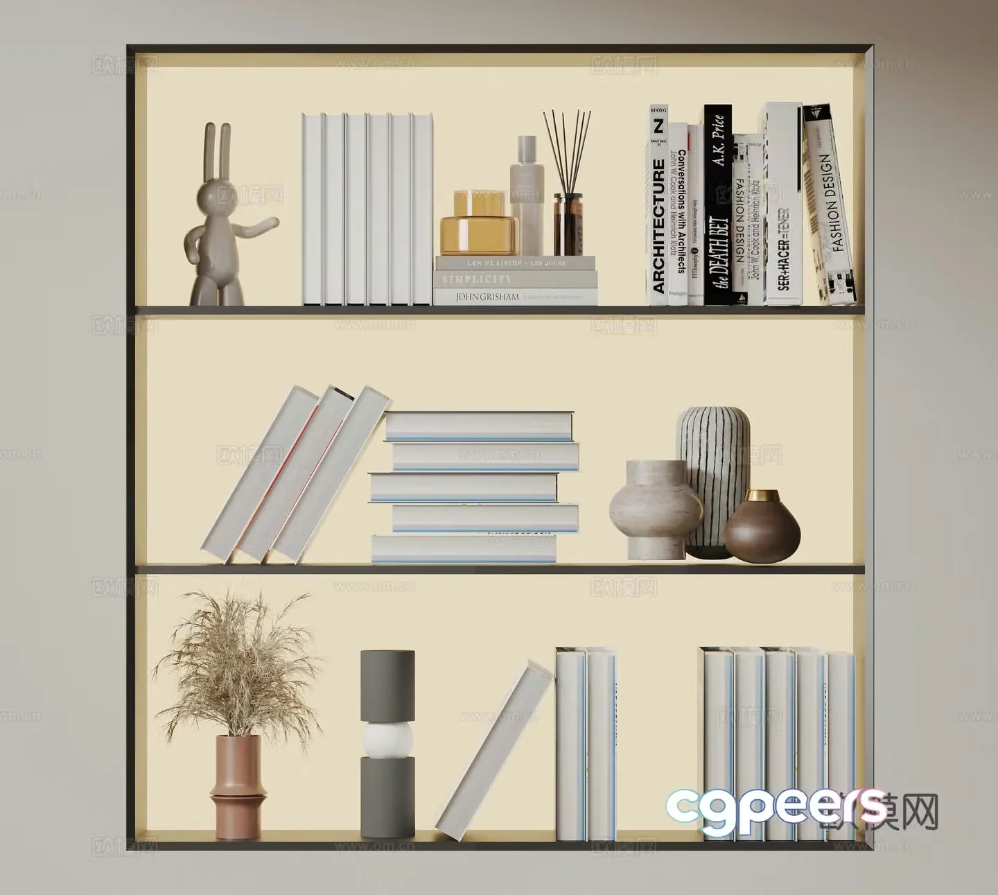 Modern ornament combination Minimalist ornament sculpture Books and books Vase ceramic 3d model