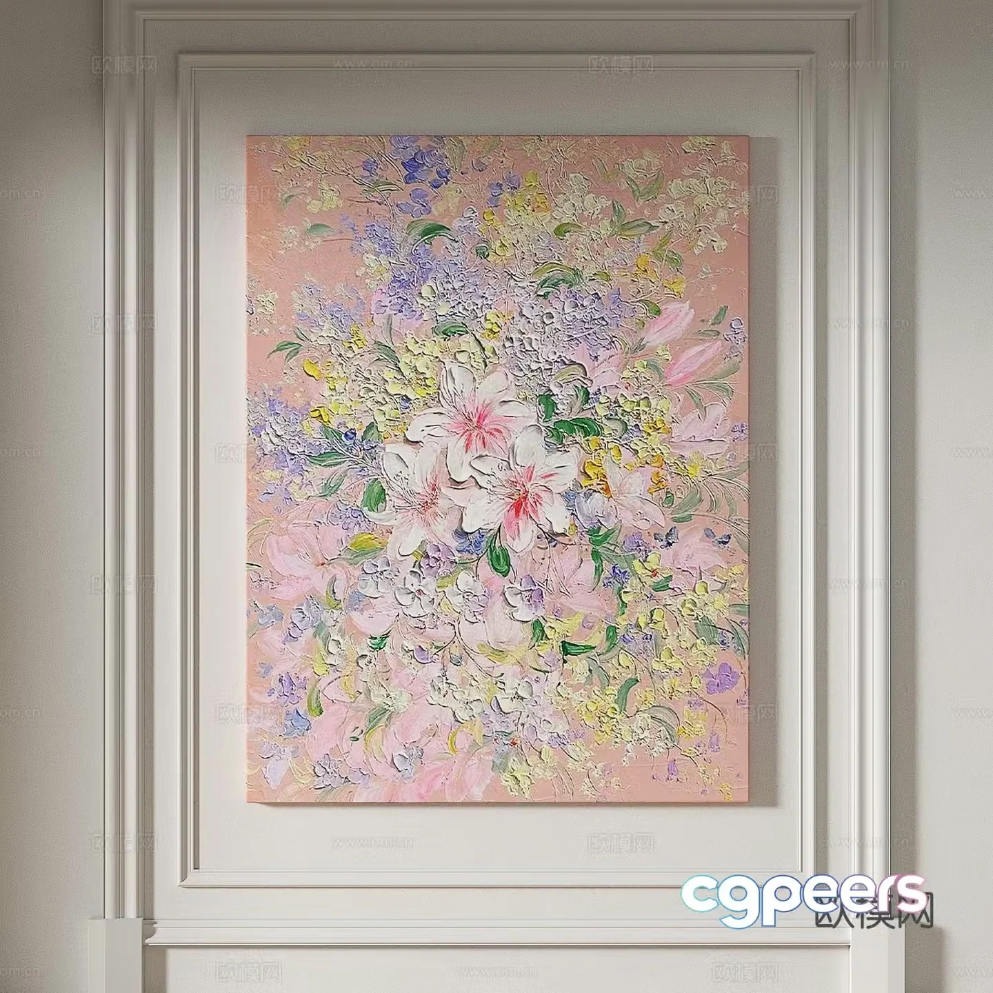Modern creamy style simple texture abstract light luxury wasabi three-dimensional decorative painting 3d model