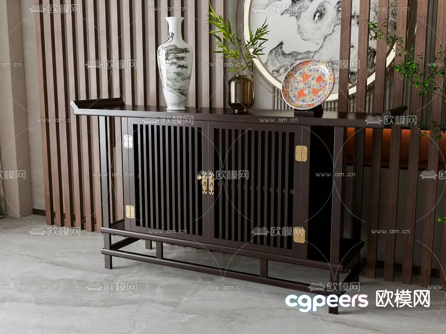 New Chinese style entrance cabinet Duanjingdai 3D model
