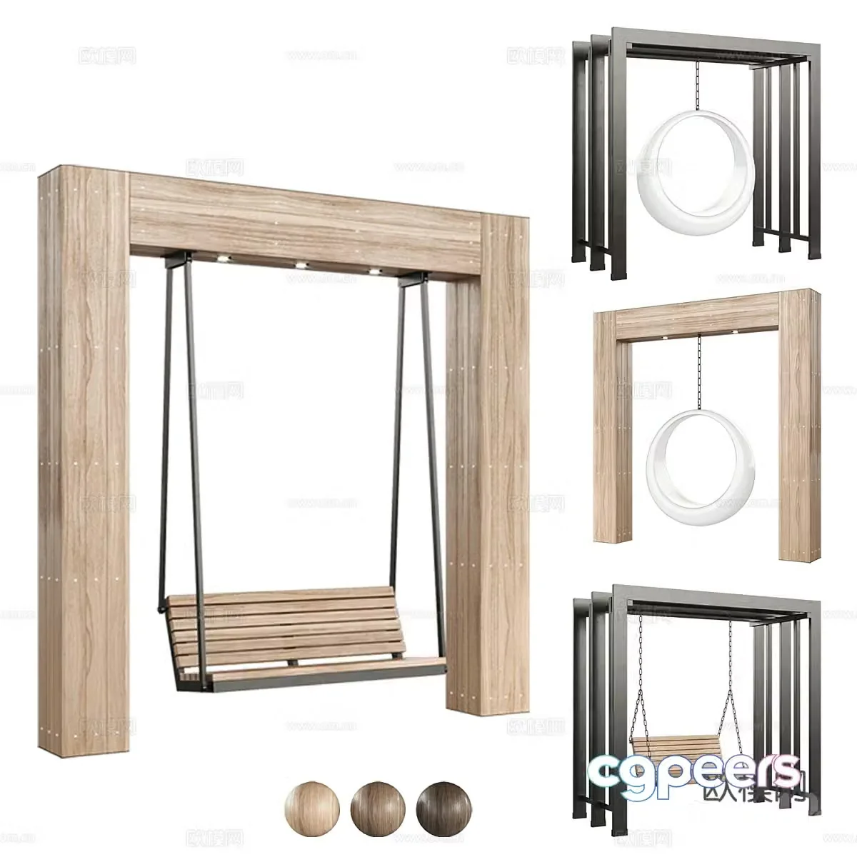New Chinese style outdoor swing chair 3D model