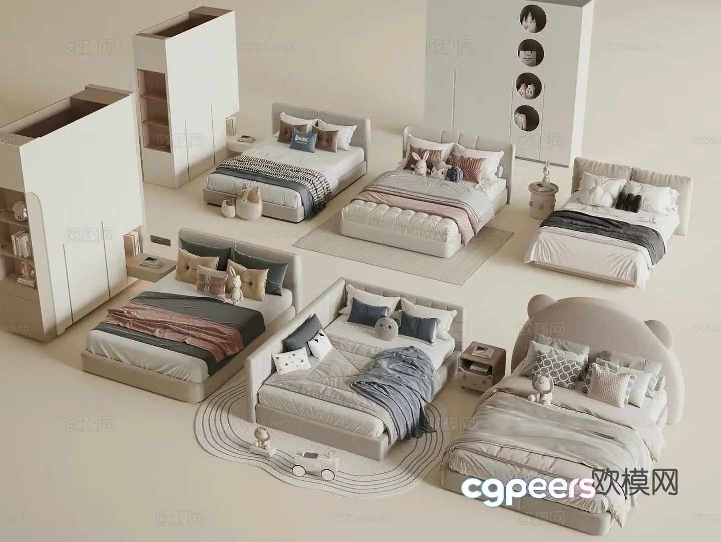 Modern children’s bed children’s boy room children’s girl room children’s wardrobe girls’ children’s bed 3d model