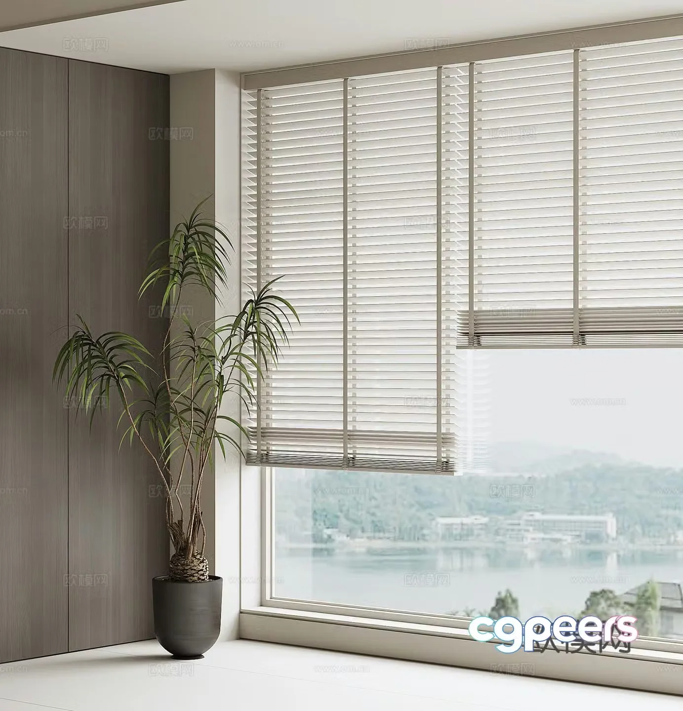 Modern curtains Venetian blinds 3d model