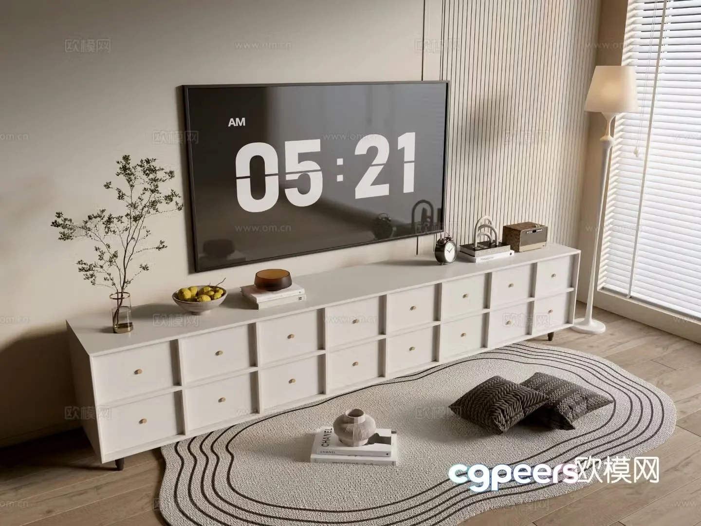 Cream style TV cabinet 3d model