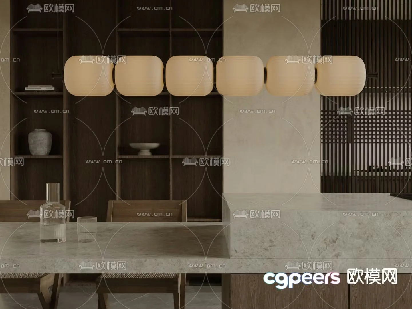Wasabi Chandelier Restaurant Chandelier 3D Model