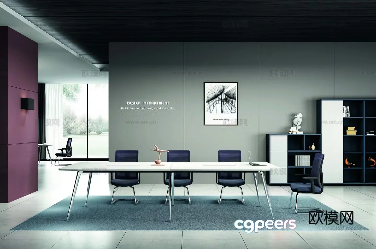 Modern public office 3d model