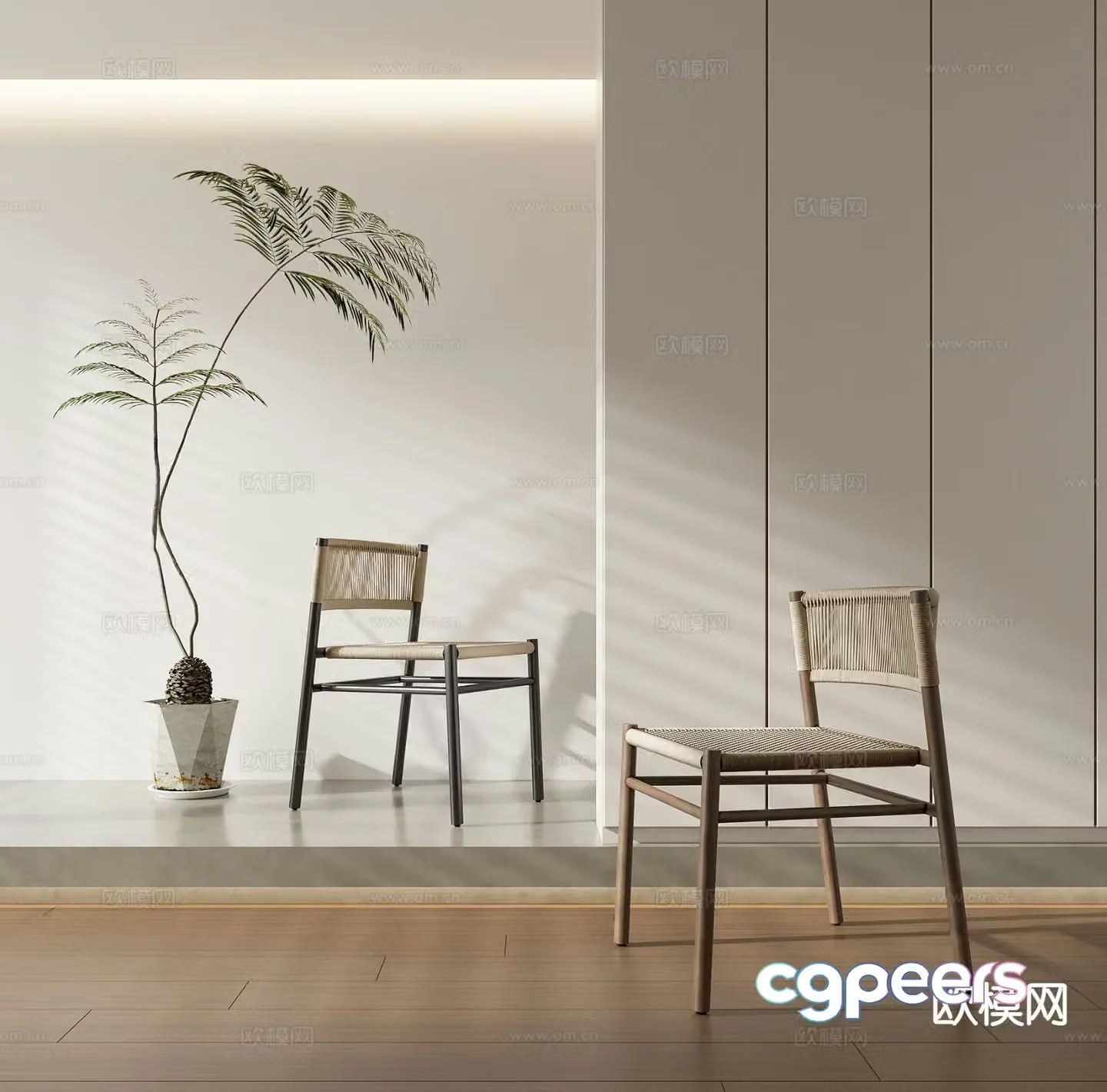 Wabi-sabi chair dining chair single chair 3d model