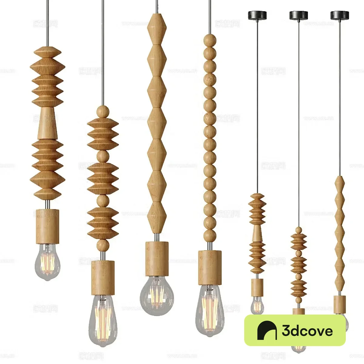 New Chinese-style solid wood bead chain hanging chandeliers