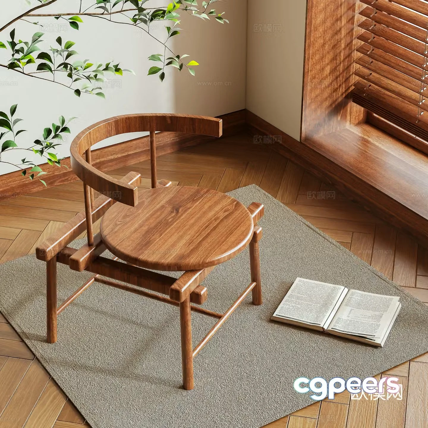 Log style leisure chair 3d model