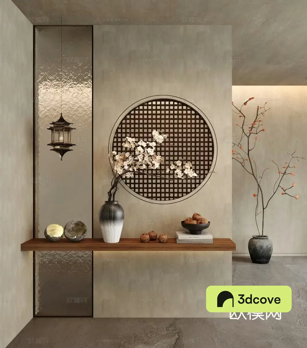 Wasabi Entrance Partition Glass Grid Partition 3D Model