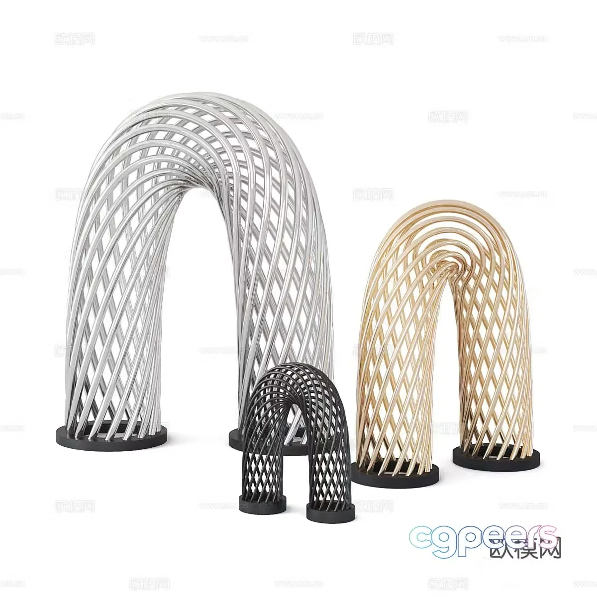 Modern mesh metal sculpture ornament 3d model