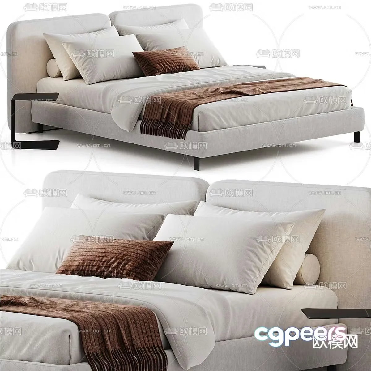 modern double bed 3d model
