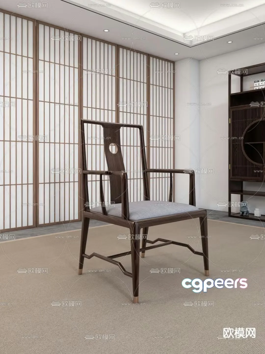 Chinese study chair chair Taishi chair 3d model