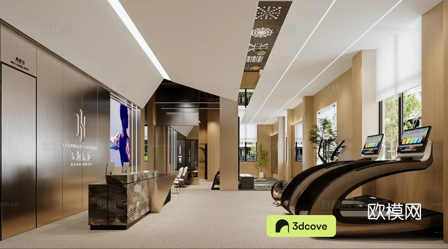 Modern fitness exercise room