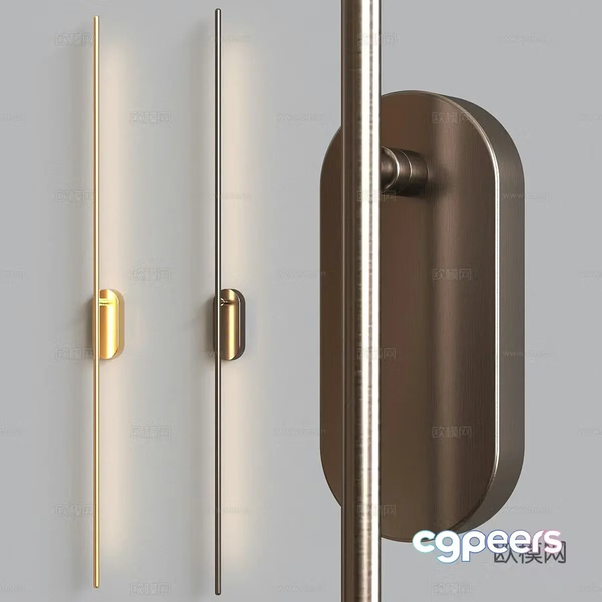 Modern light luxury minimalist metal line wall lamp 3D model