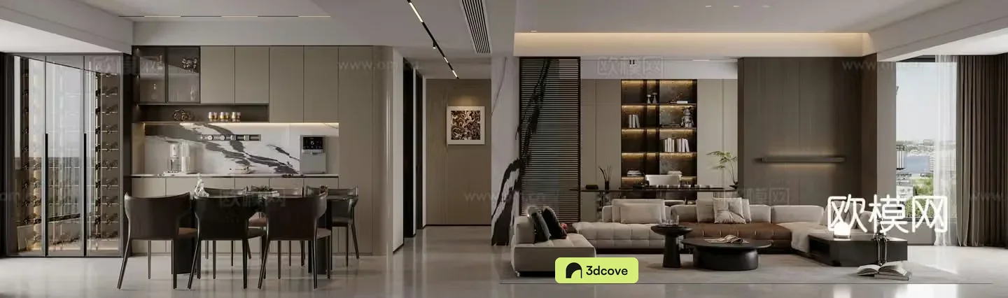 Modern living and dining room