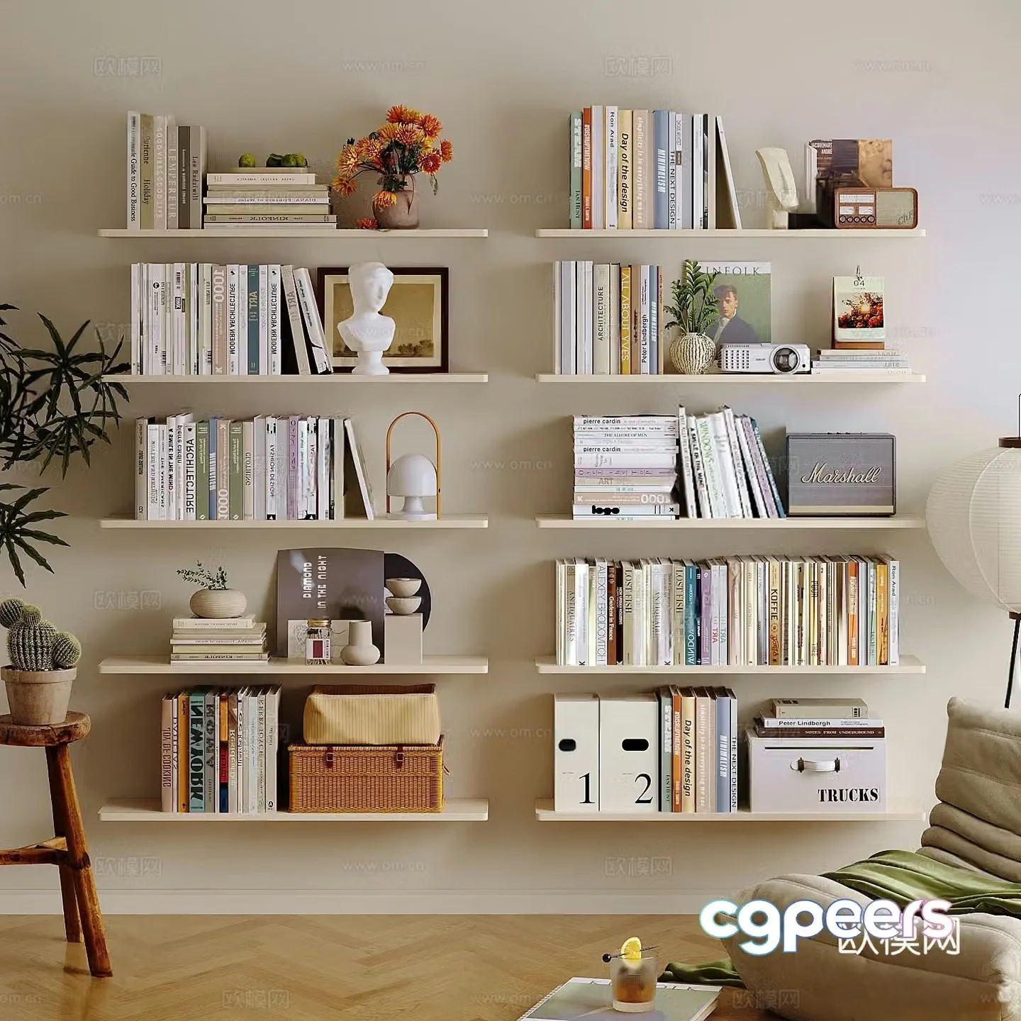 Modern ornament combination books shelf ornament 3d model