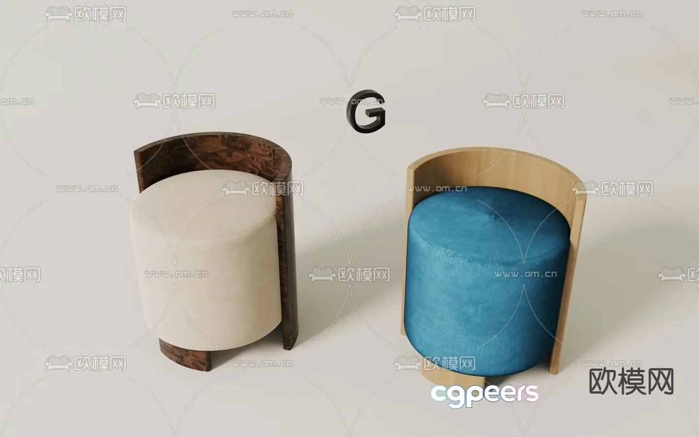Modern stool sofa stool round stool shoe change stool 3d model