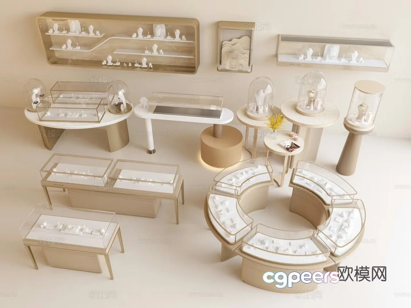 Modern jewelry booth Business exhibition counter Jewelry counter Glass booth Jewelry cabinet 3D model