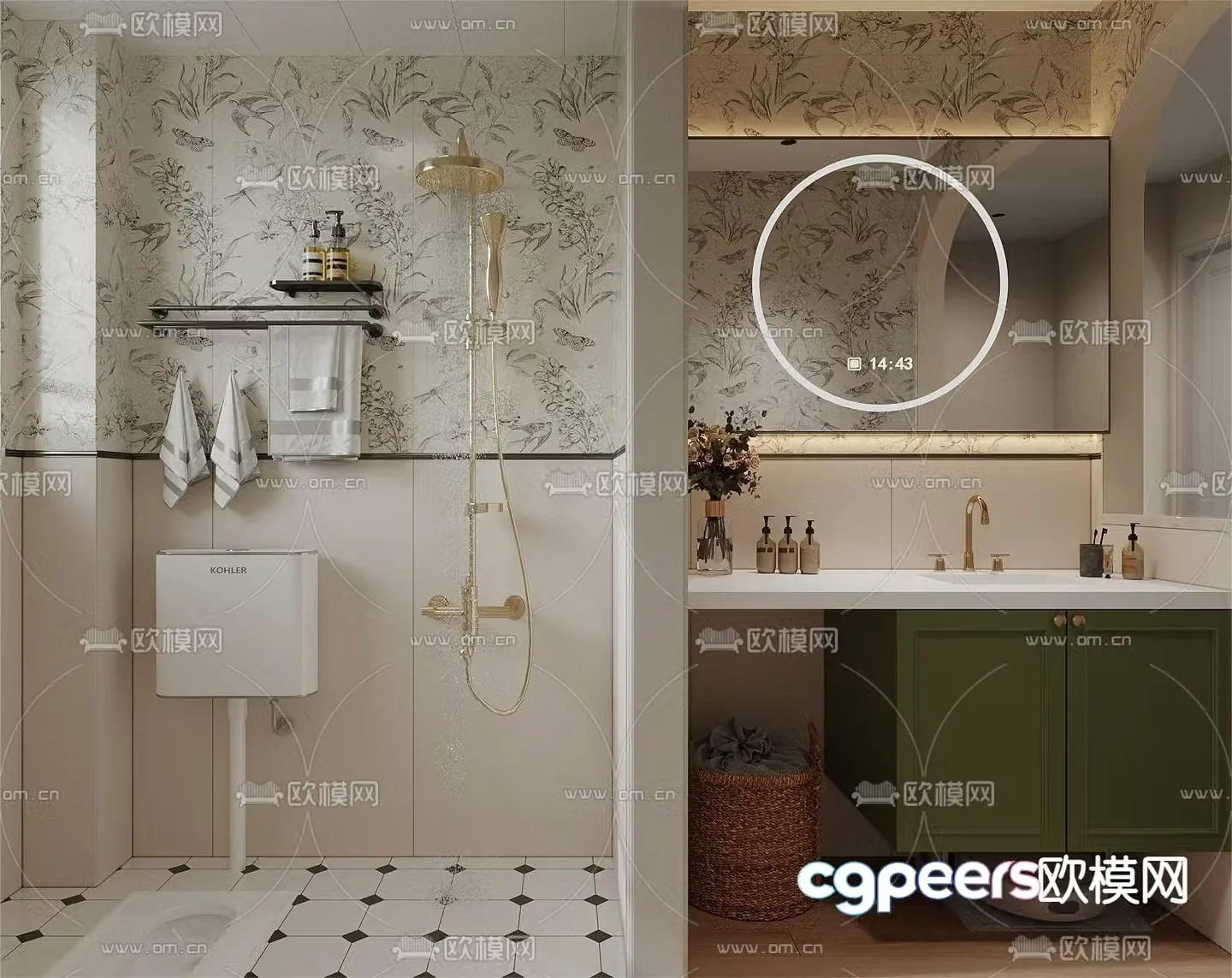 French bathroom toilet 3d model