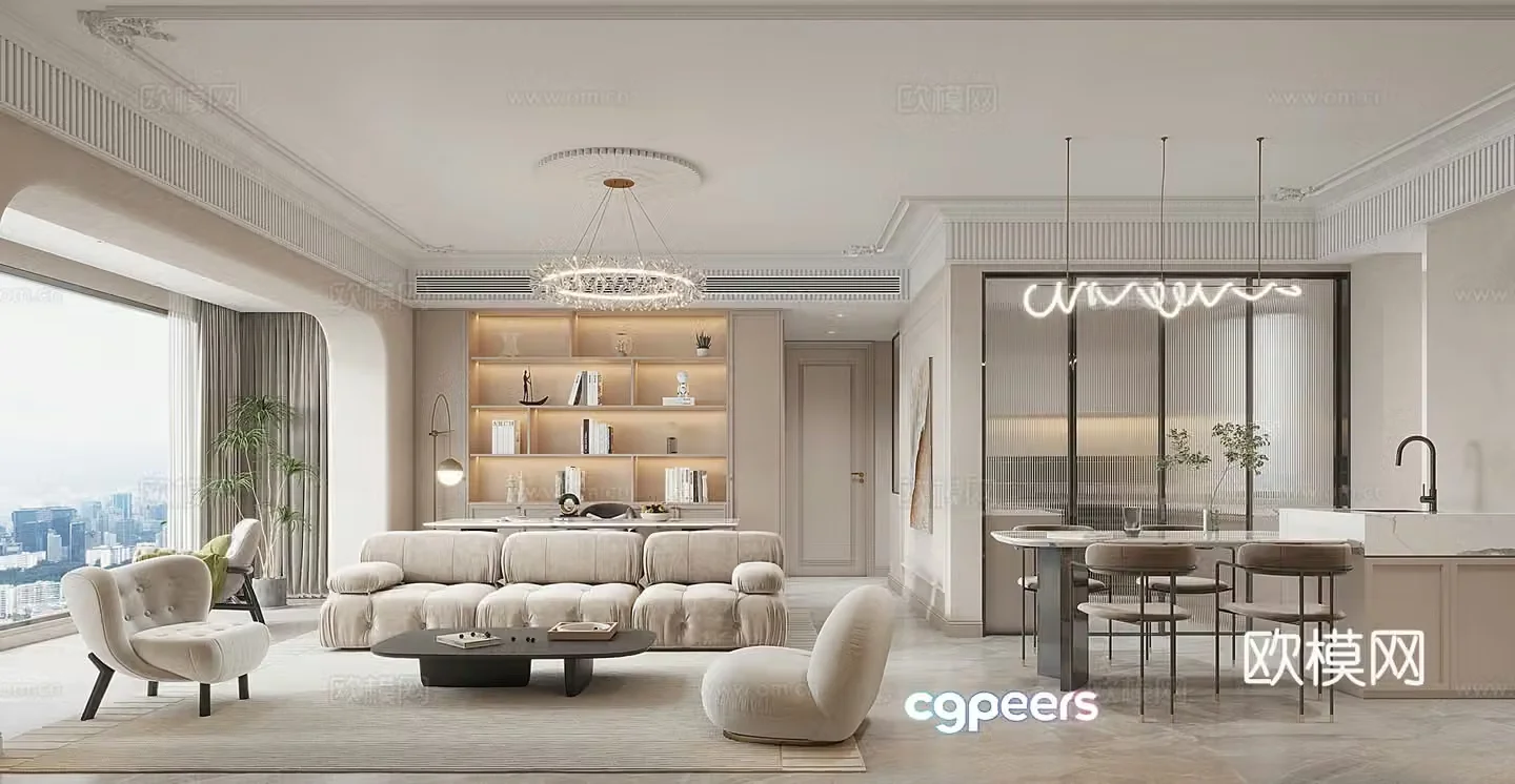 Creamy Style Restaurant 3D Model