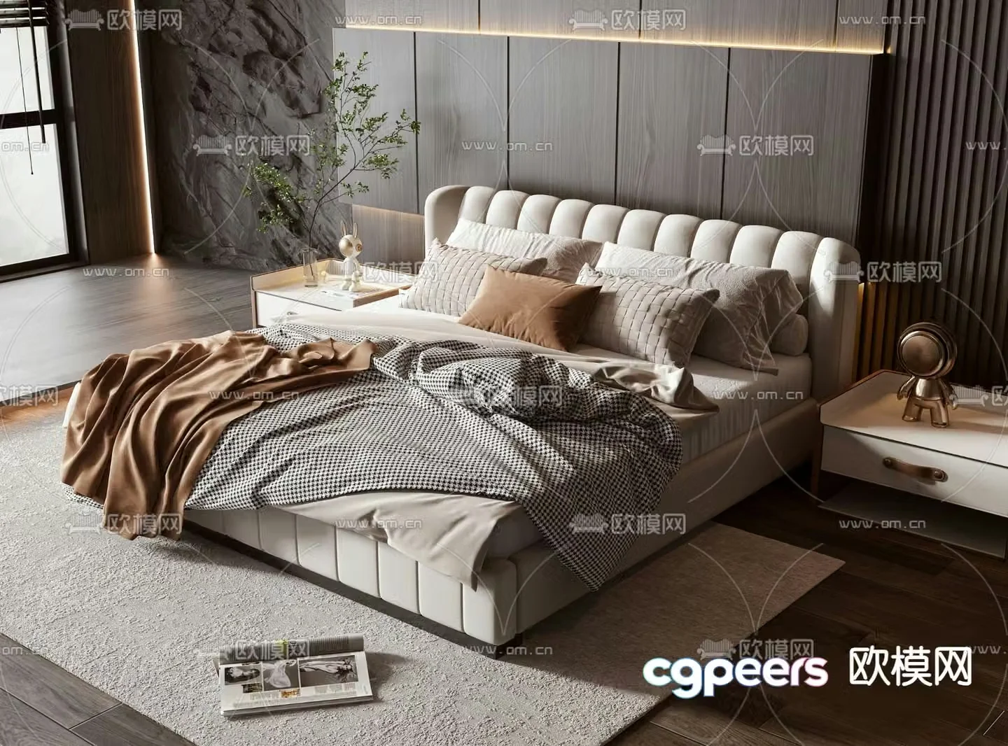 Modern double bed 3d model