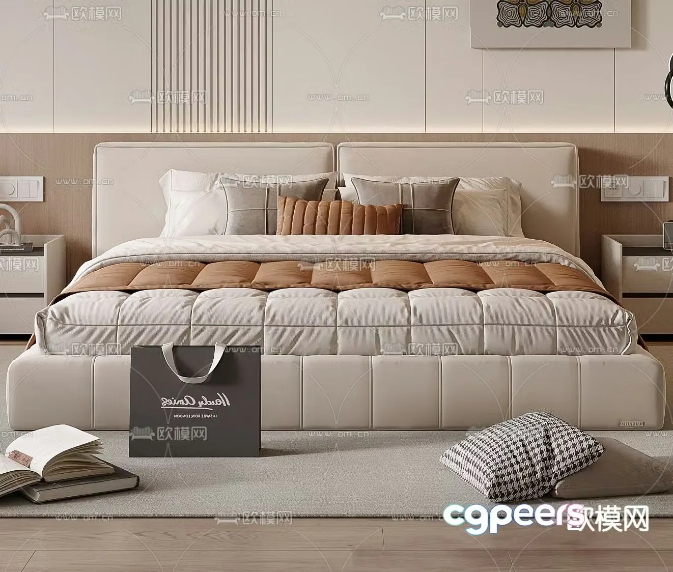Modern double bed 3d model