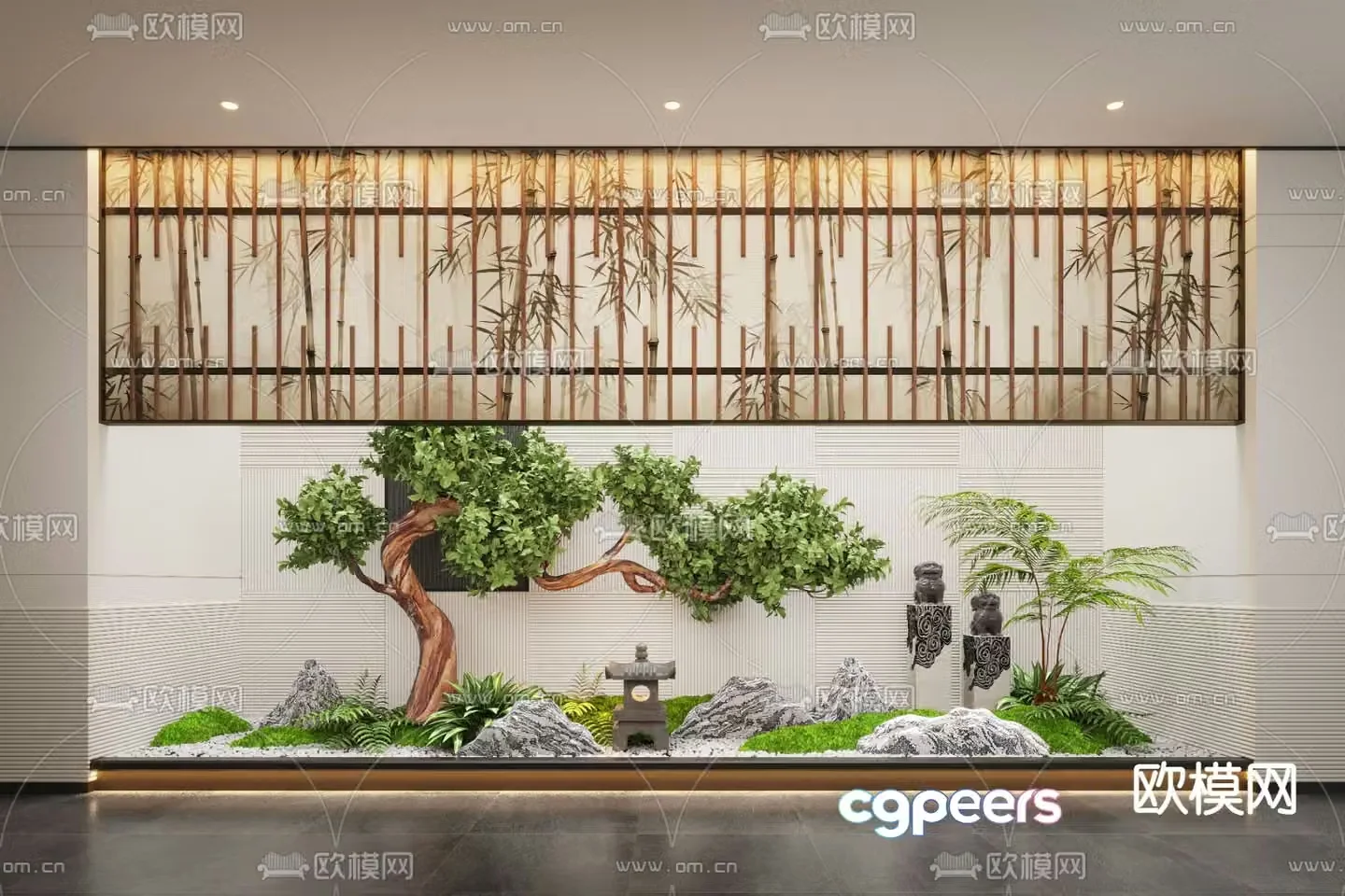 New Chinese style landscape sketch indoor landscaping 3D model