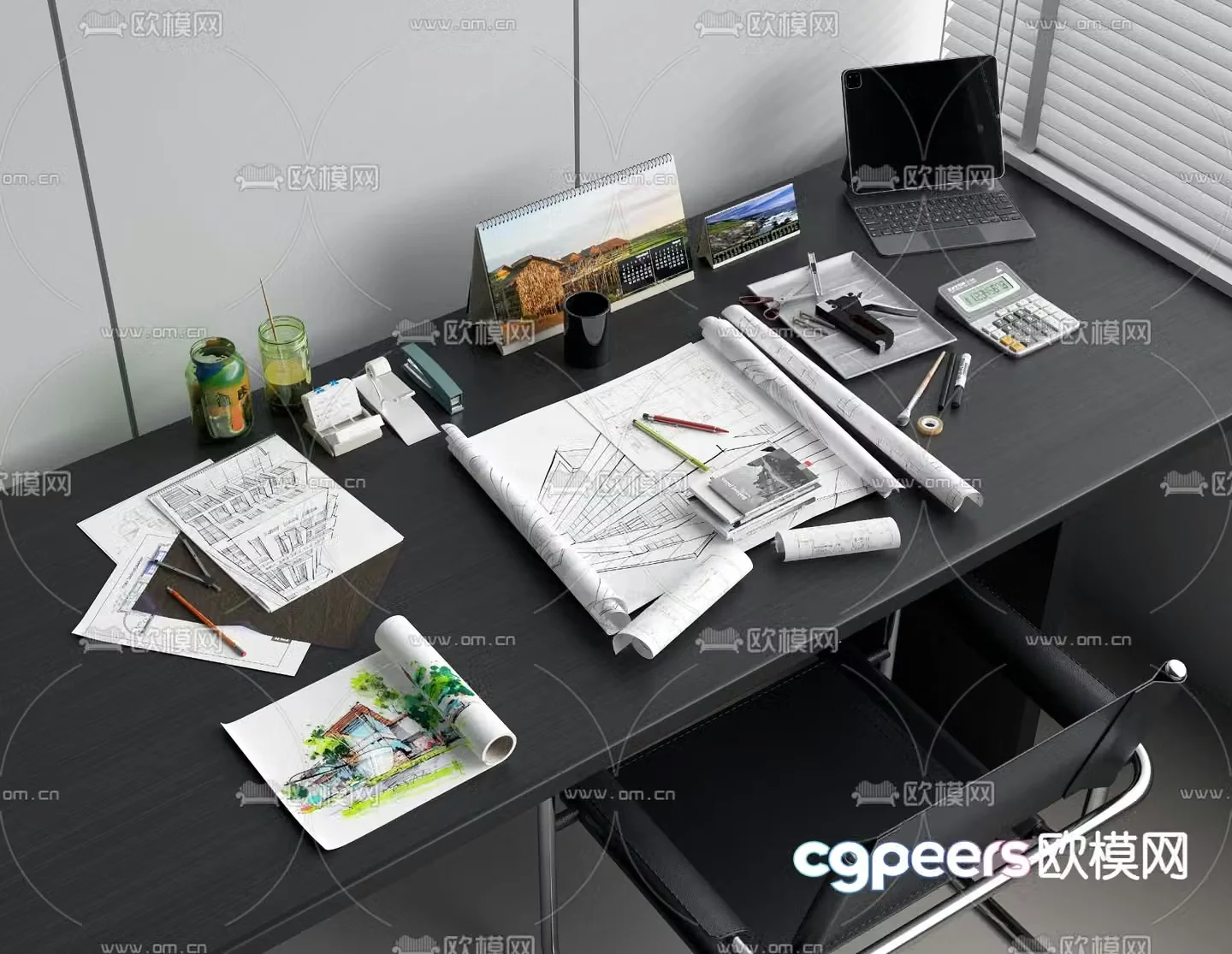 Office Supplies Desktop Decorations Computer 3D Model