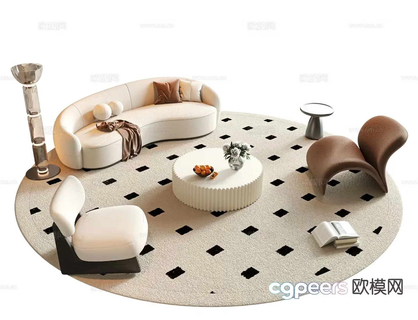 Cream style modular sofa 3d model