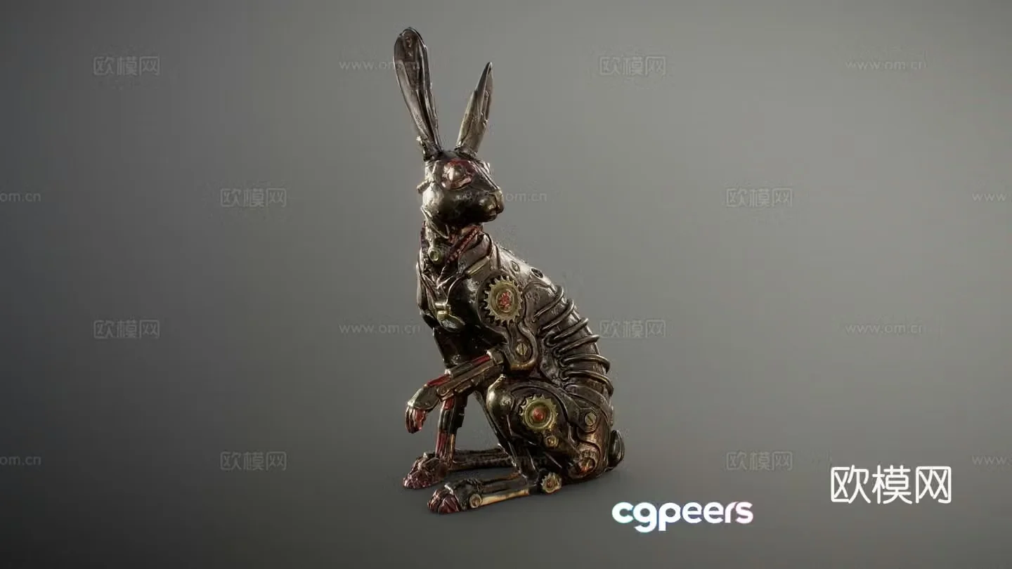 Steampunk rabbit statue 3d model
