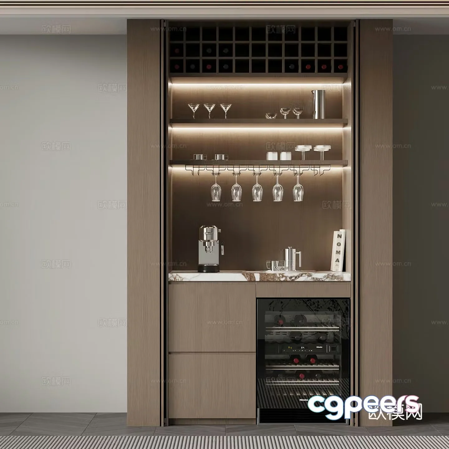 Italian wine cabinet sideboard 3D model